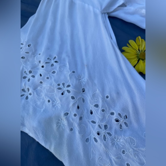 White knee length cover up with cutout details - Picture 3 of 7